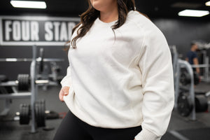 Ivory French Terry Long Sleeve Crew Neck