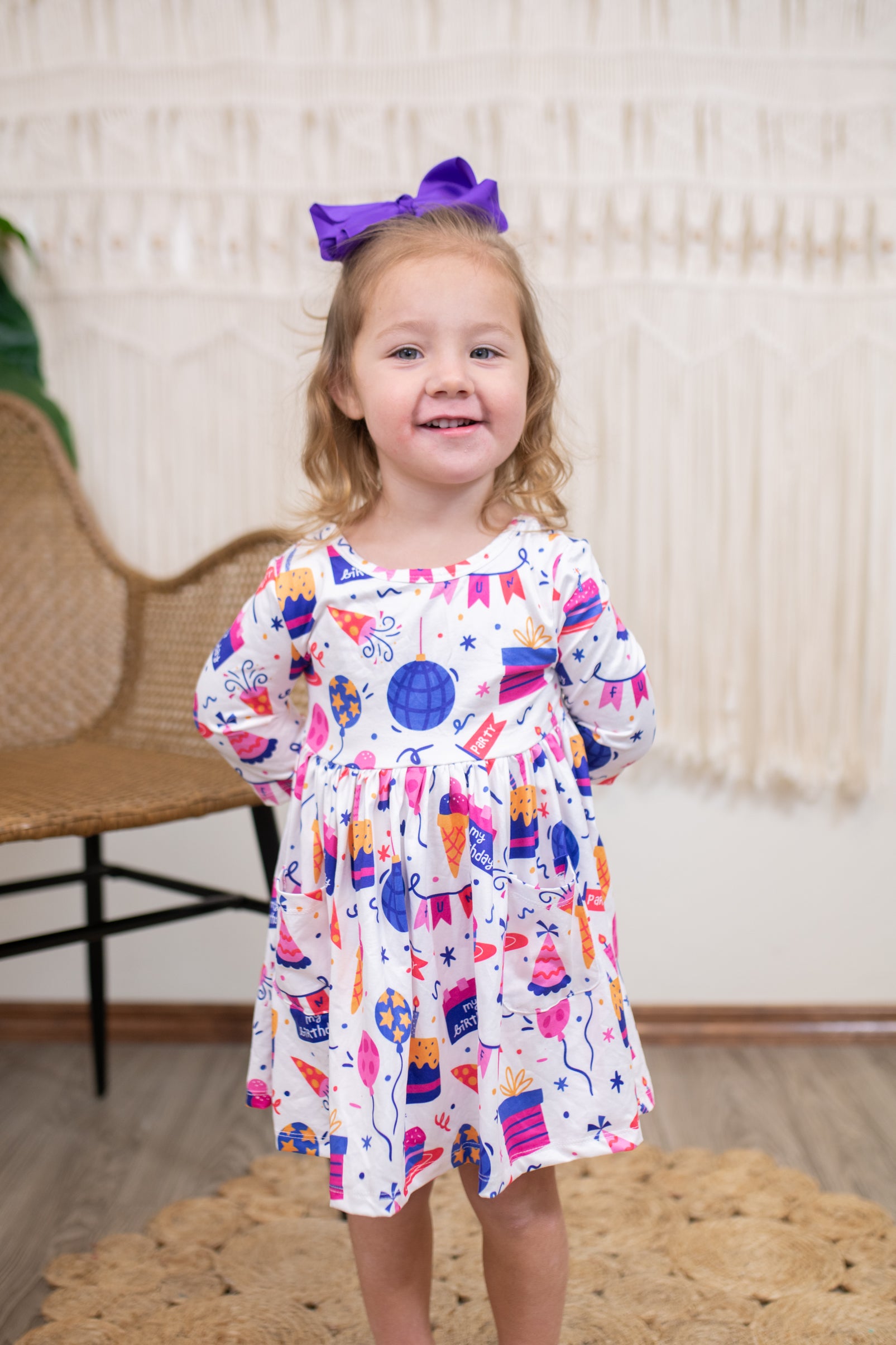 Happy Birthday 3/4 Pocket Twirl Dress