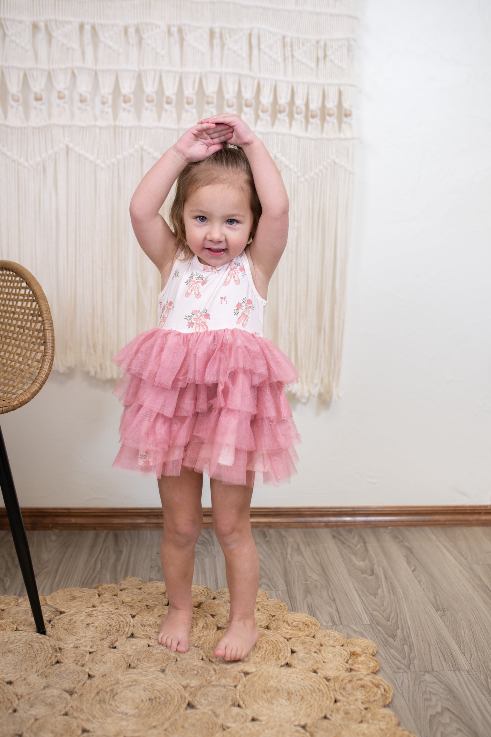 Smocked Layered Tulle Dress-Ballet Shoes