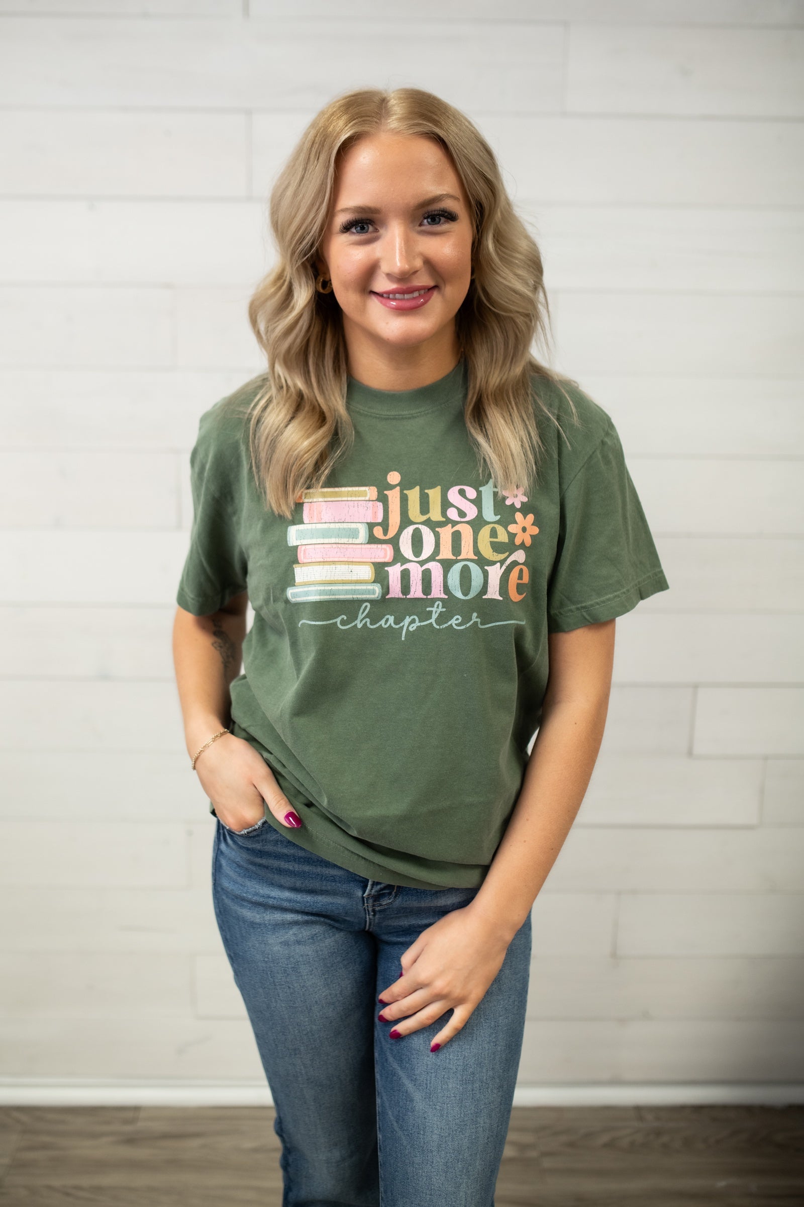 One More Chapter Graphic Tee-Green