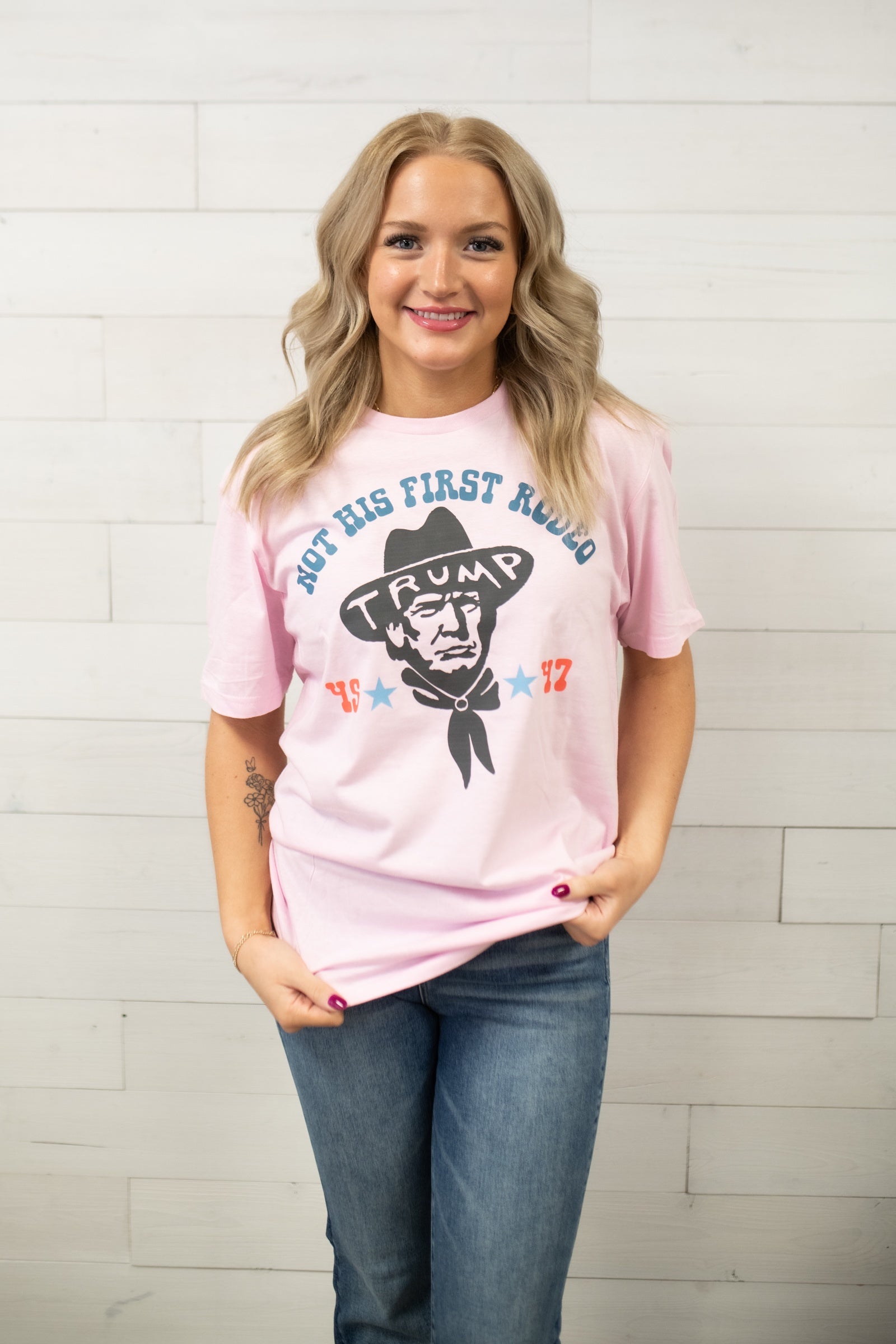 Trump Not My First Rodeo Graphic Tee-Pink