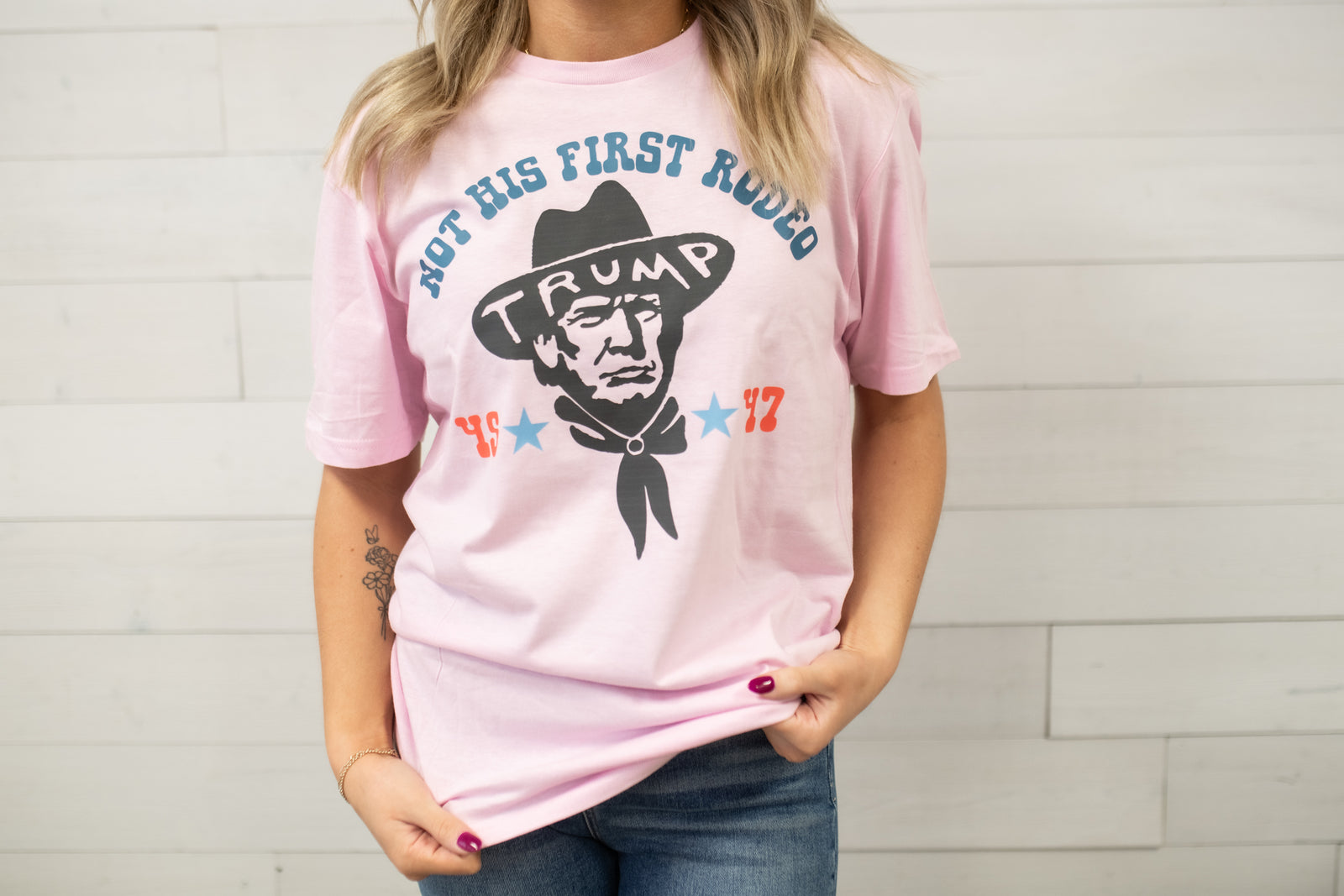 Trump Not My First Rodeo Graphic Tee-Pink