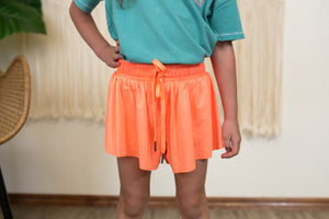 Butterfly Neon Orange Flowy Shorts