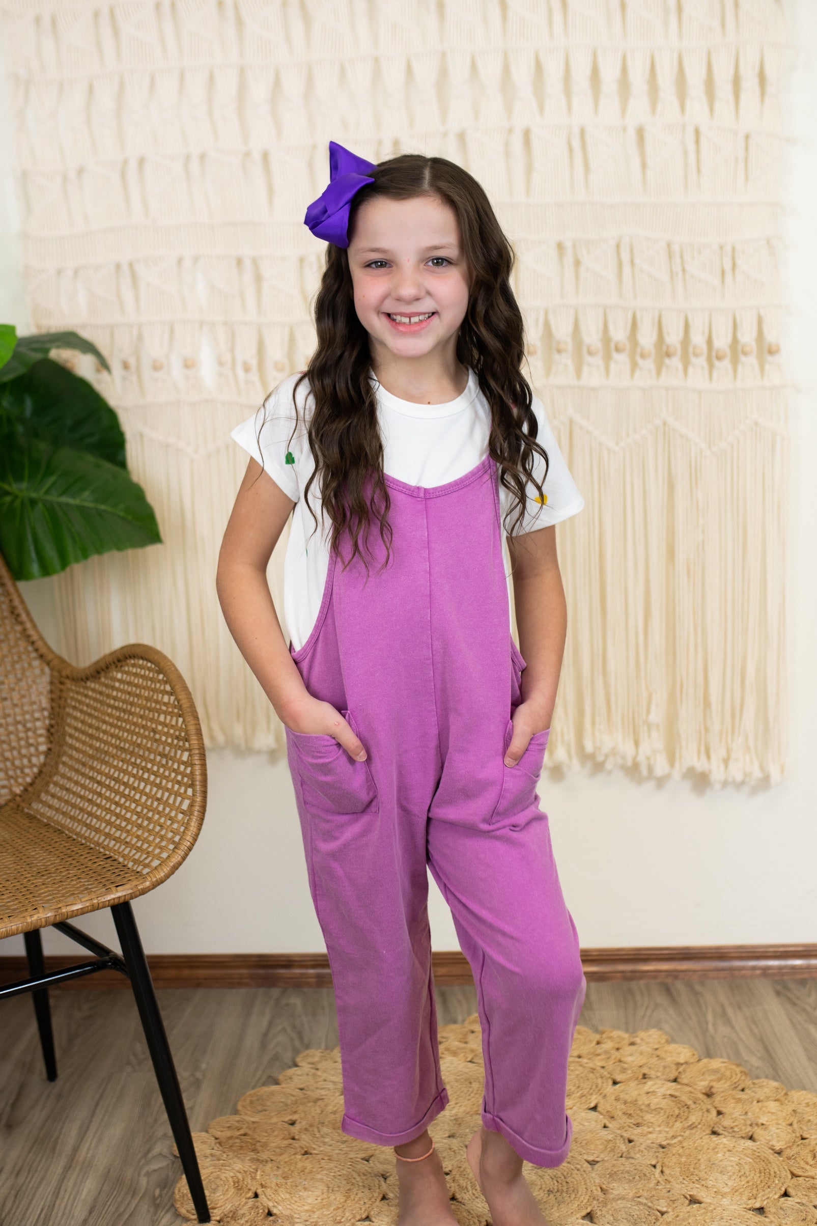 Orchid Slouchy Relaxed Fitting Overalls