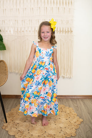Tropical Summer Ruffle Maxi Dress