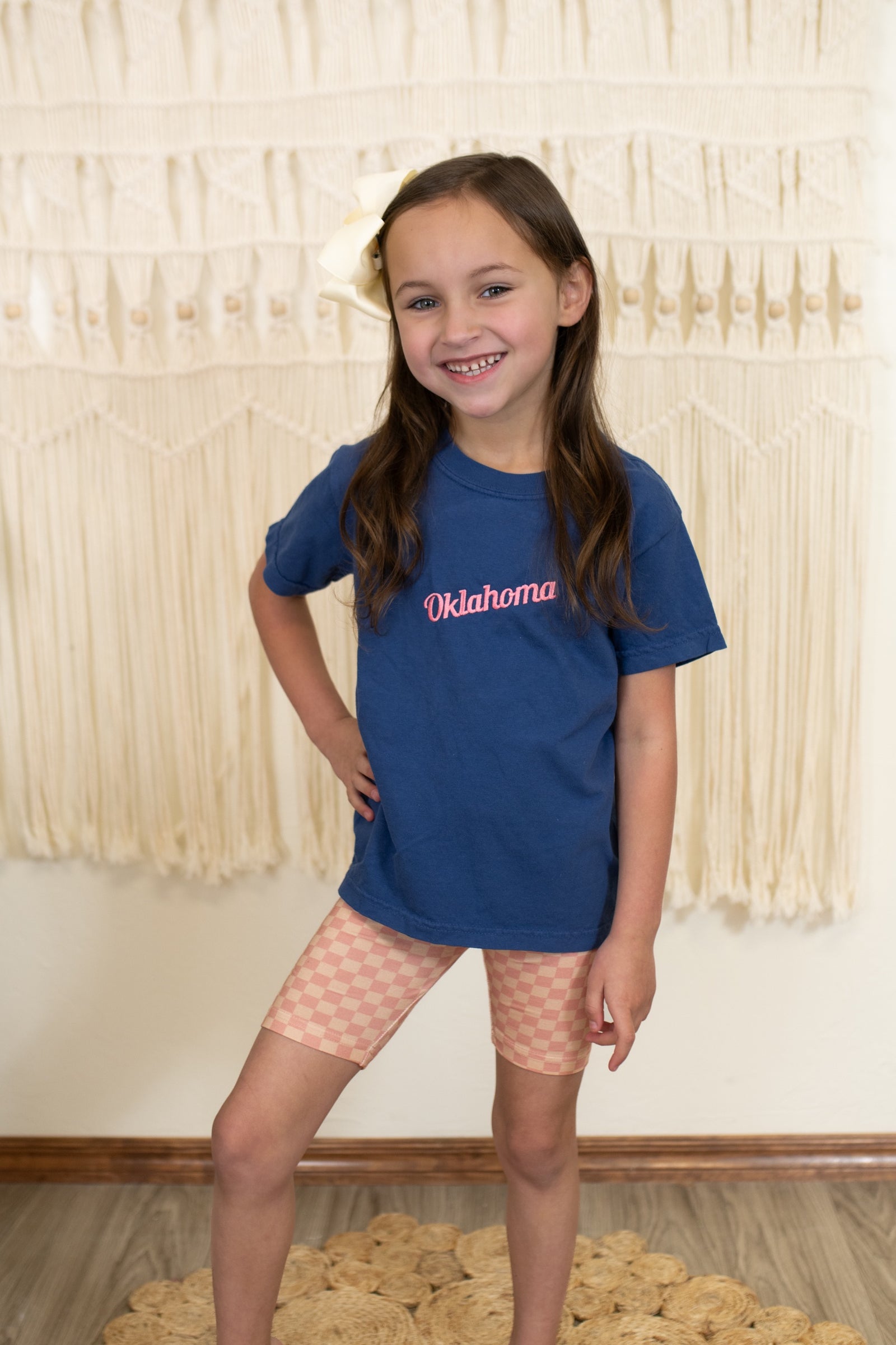 Pink Lemonade Checkered Biker Shorts