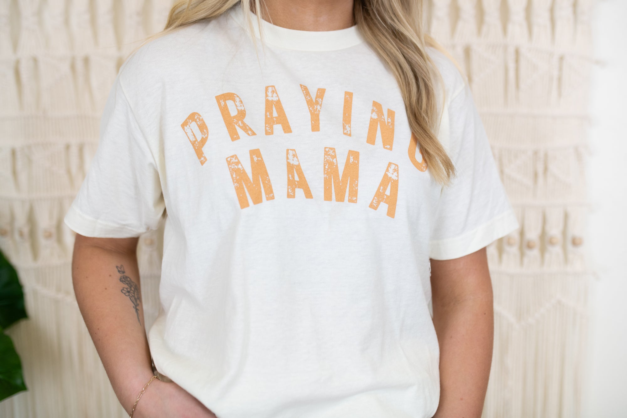 Praying Mama Graphic Tee-Cream