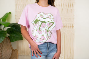 Rolling Stones Floral Lick-Pink