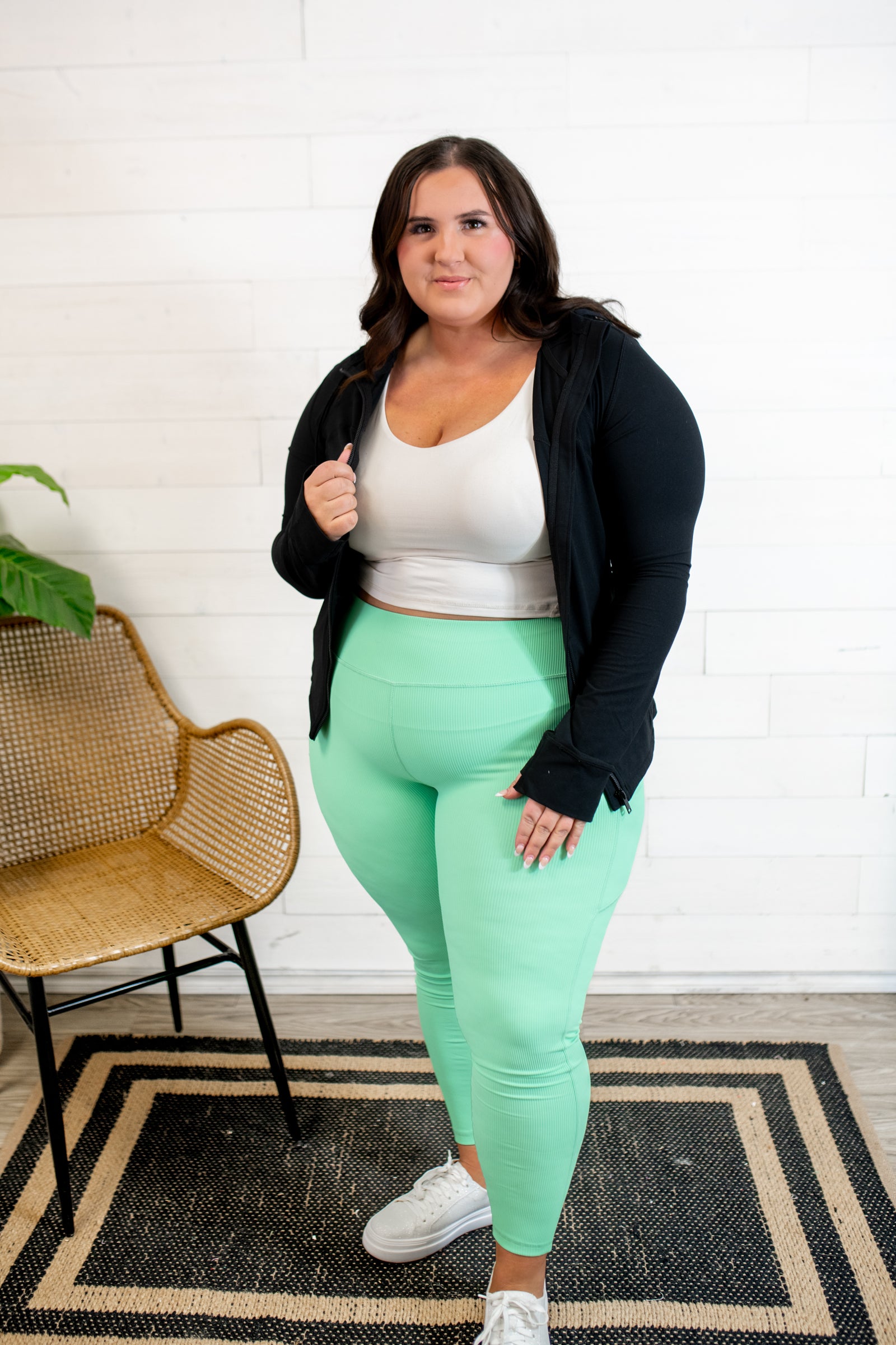 V-Neck Yoga Top with Padding-White Pearl