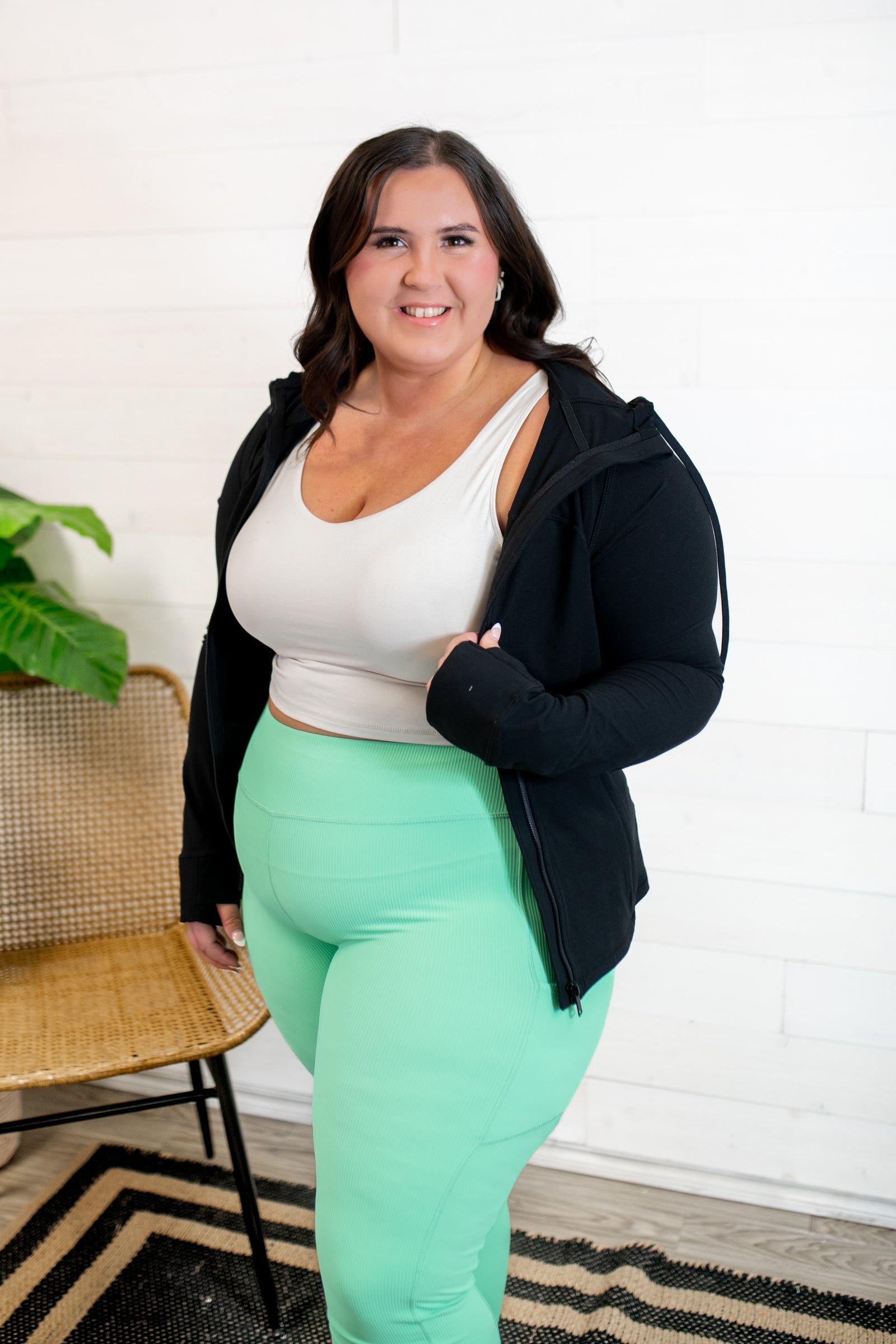 V-Neck Yoga Top with Padding-White Pearl