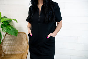 Casual Short Sleeve Dress-Black