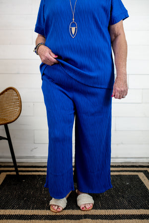 Amanda's Blue Textured Crop Pant's