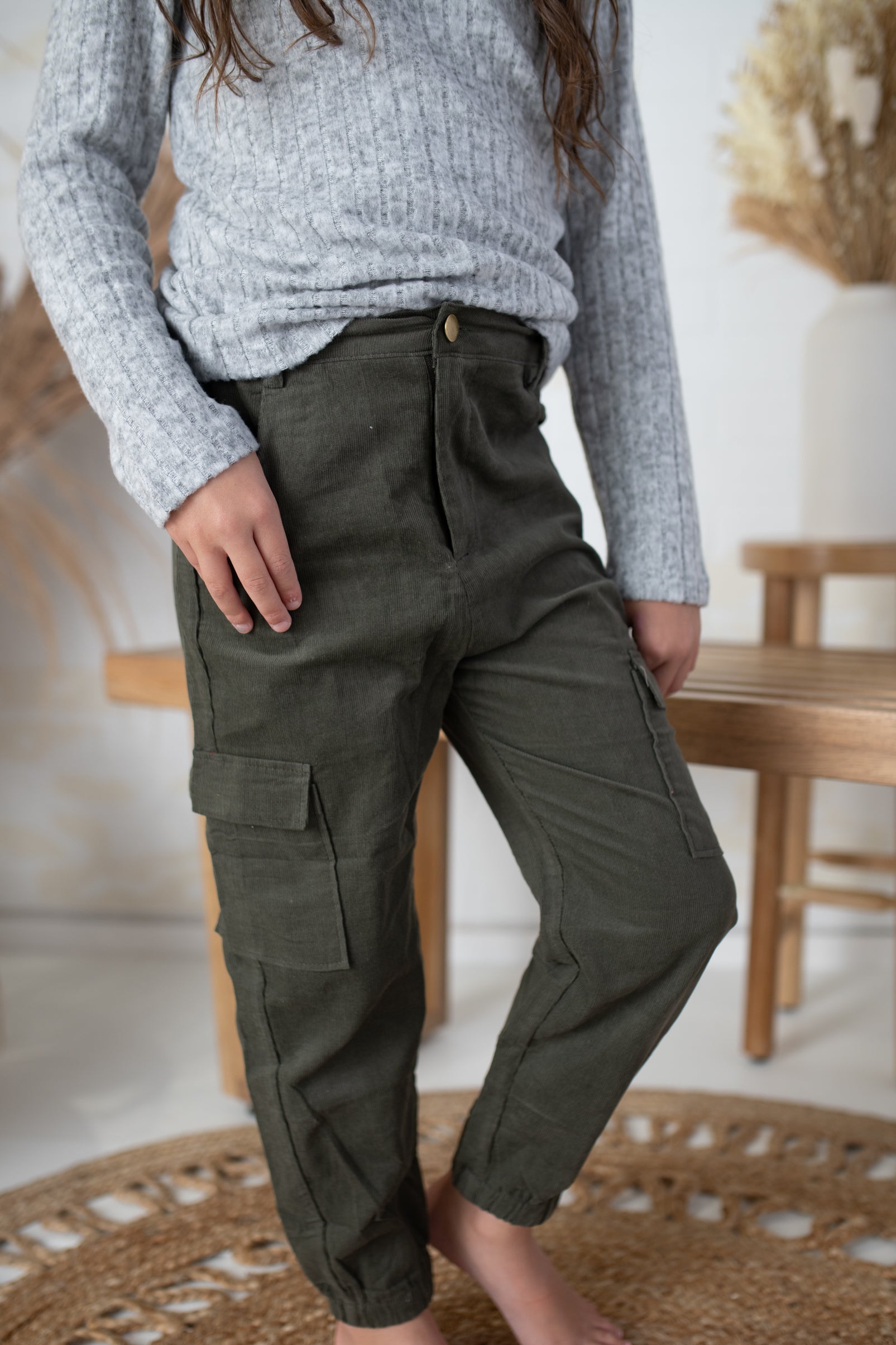 Girl's Olive Corduroy Pants