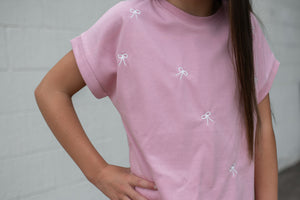 Girls Mauve Top With White Bows