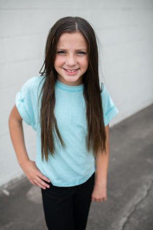 Slouchy Design Cutout Back Tee Aqua