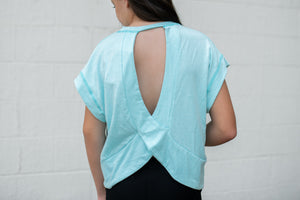 Slouchy Design Cutout Back Tee Aqua