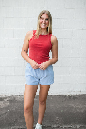 Blue Stripe Draw String Shorts with Pockets