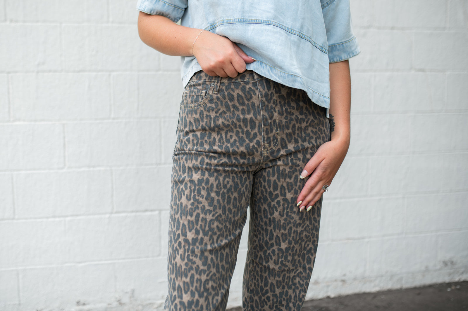 Ella Light Brown Cheetah Stretch High Rise Pants