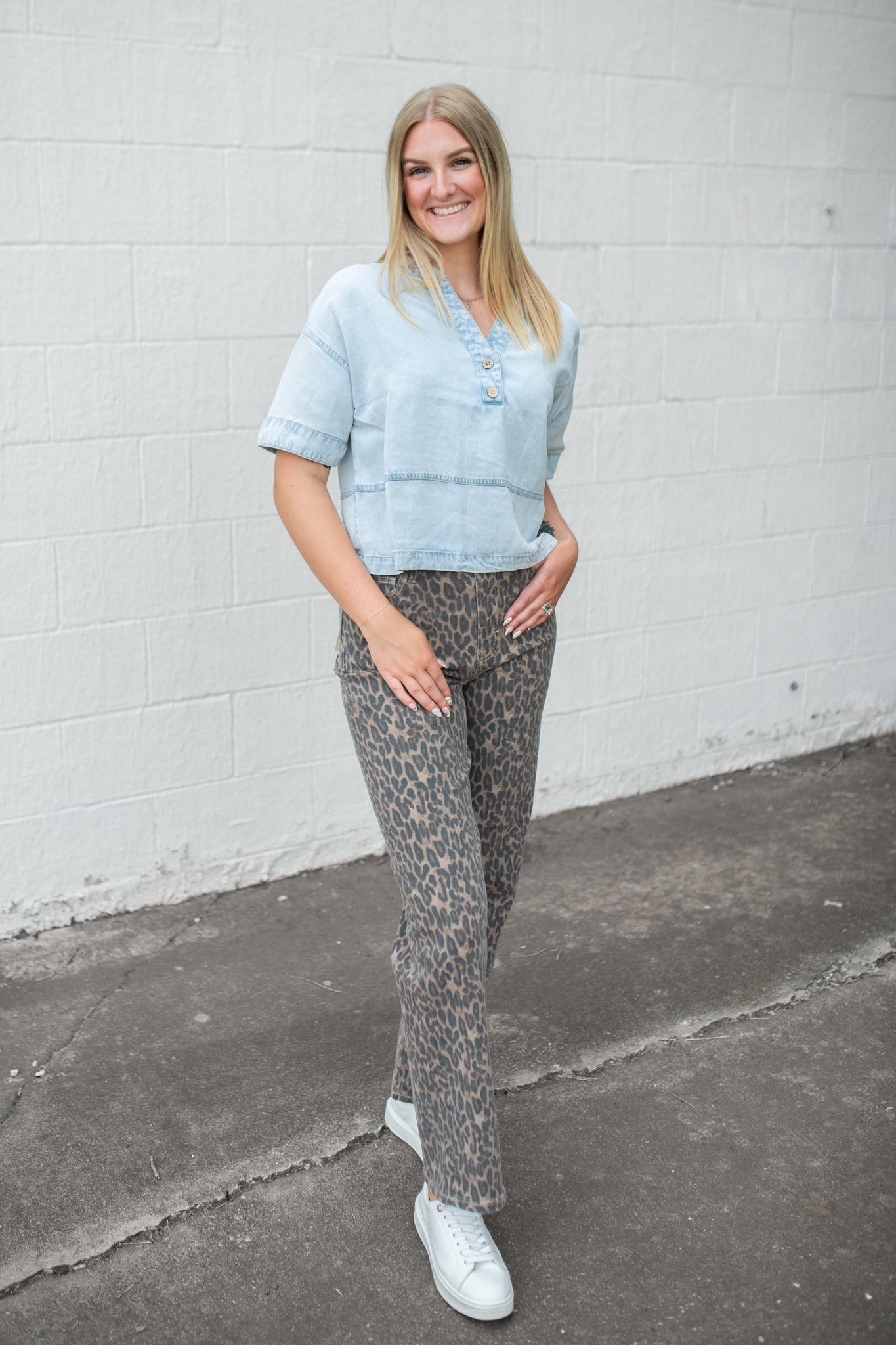 Ella Light Brown Cheetah Stretch High Rise Pants