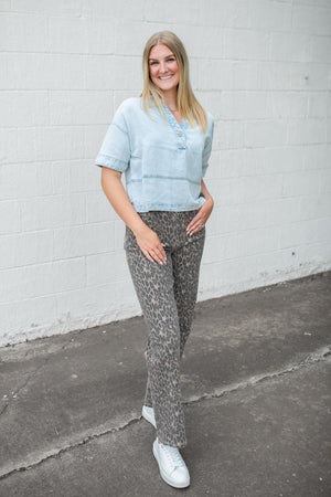 Ella Light Brown Cheetah Stretch High Rise Pants