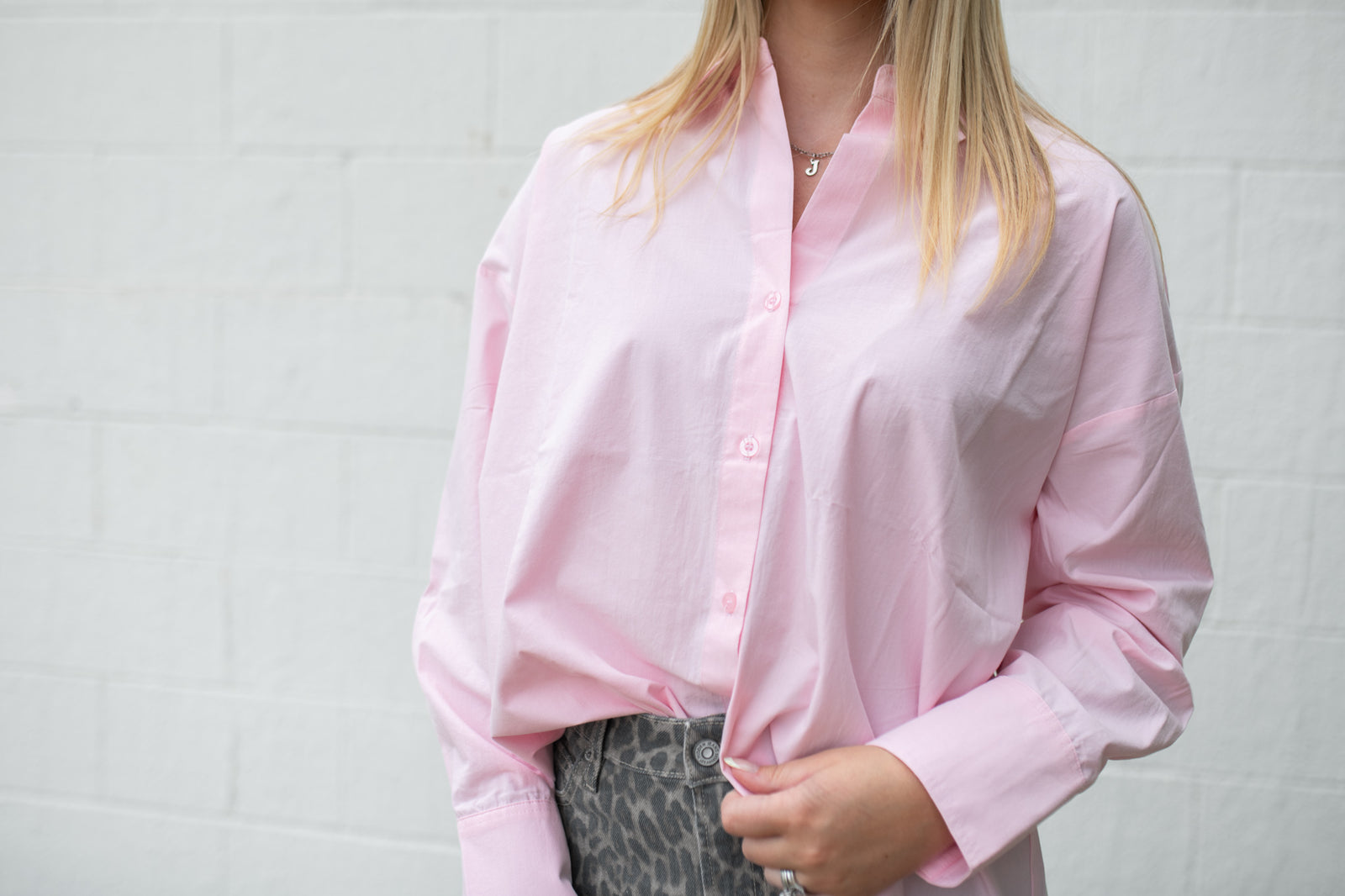 Soft Pink LS Button Up Top