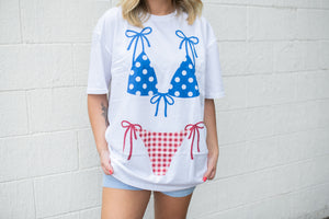 Bikini 4th Of July Graphic Tee White