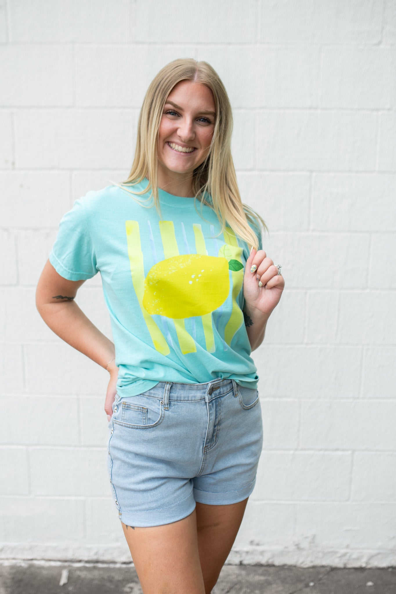 Striped Lemon Chalky Mint Graphic Tee