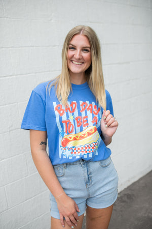 Bad Day To Be A Hot Dog Graphic Tee Blue