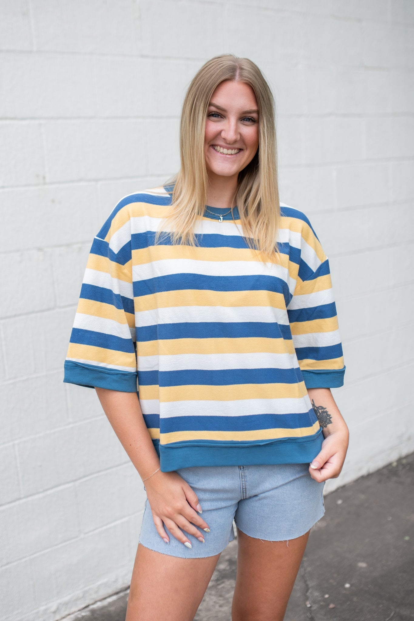 Multi Stripe French Terry Shirt