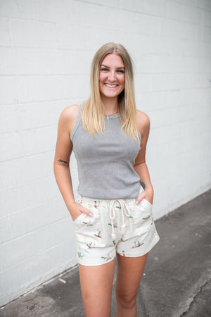 Mallard Duck Drawstring Relaxed Fit Shorts Ivory