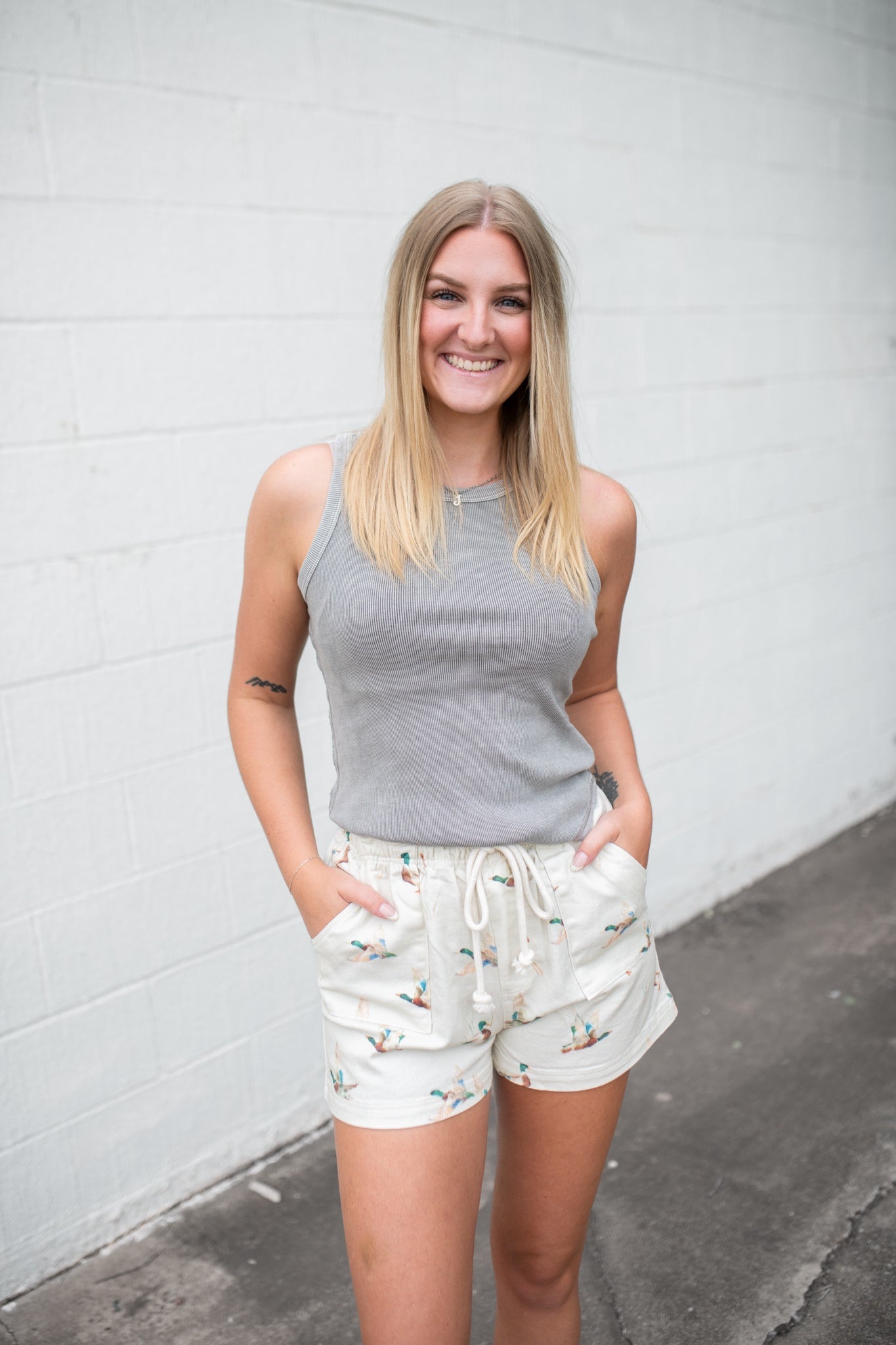Washed Raw Edge Sleeveless Knit Tank Grey