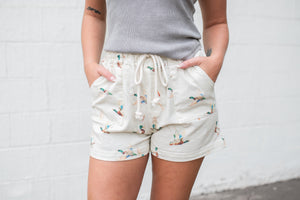 Mallard Duck Drawstring Relaxed Fit Shorts Ivory