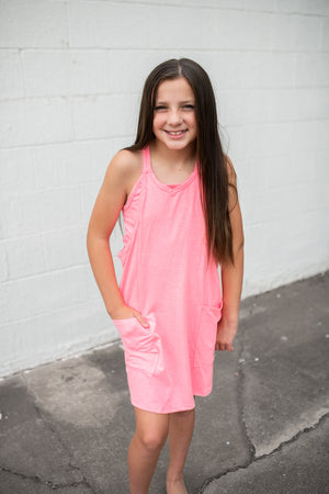Relaxed Tank With Built In Romper Neon Pink