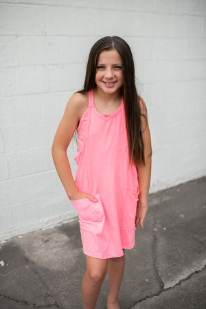 Relaxed Tank With Built In Romper Neon Pink