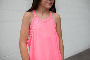 Relaxed Tank With Built In Romper Neon Pink