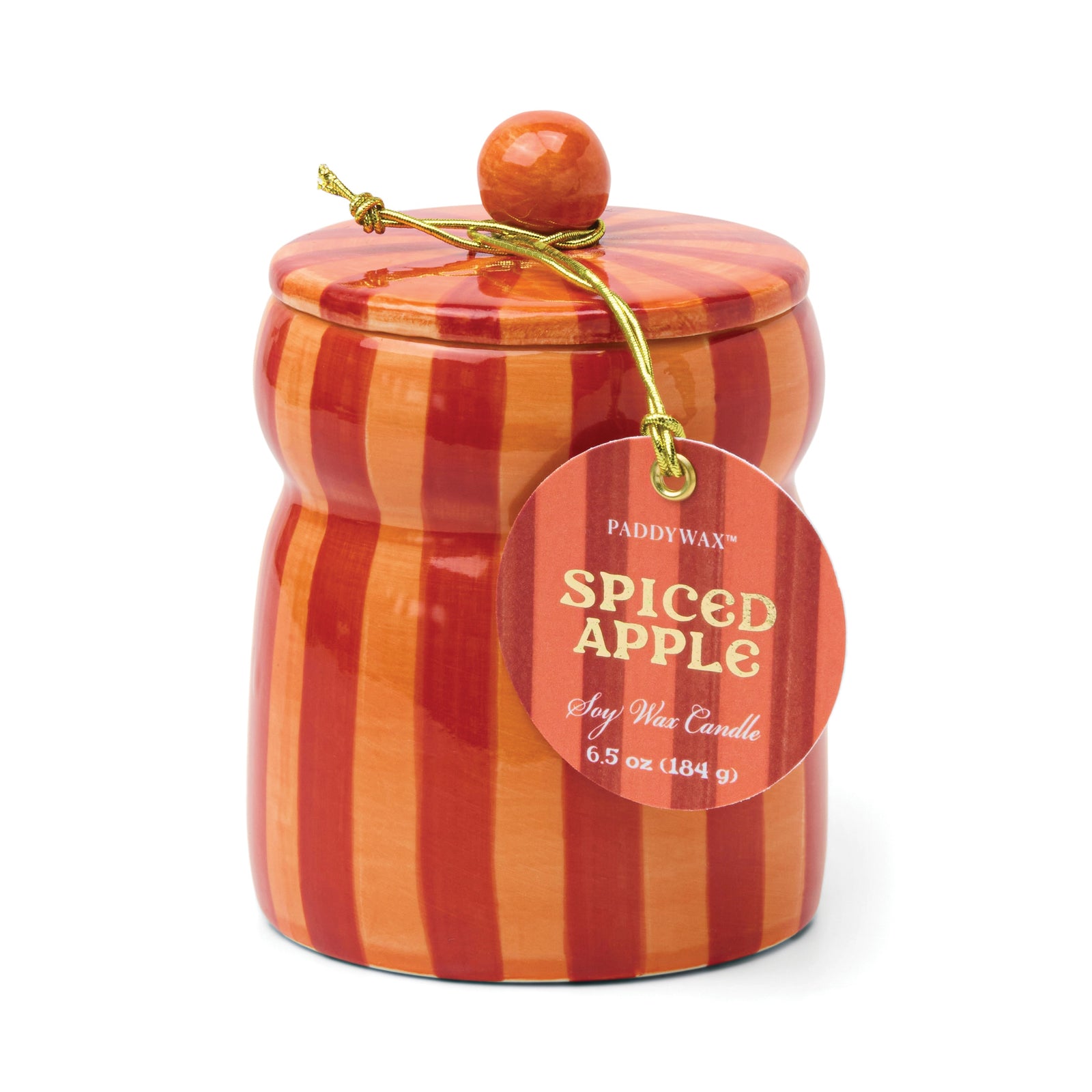 6.5oz Red Striped Cabana Lid Candle Spiced Apple