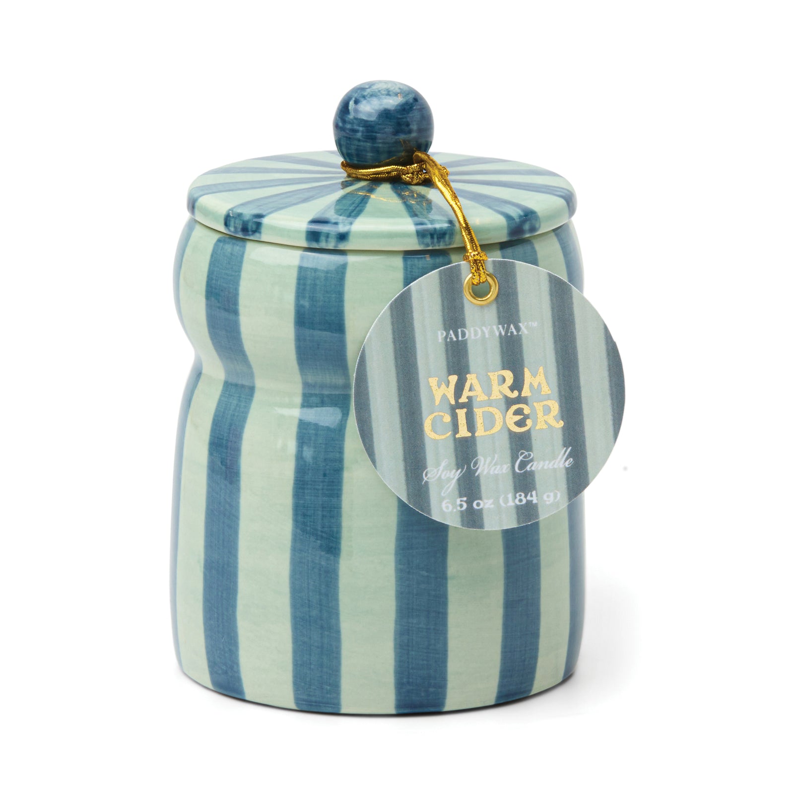 6.5oz Blue Striped Cabana Lid Candle