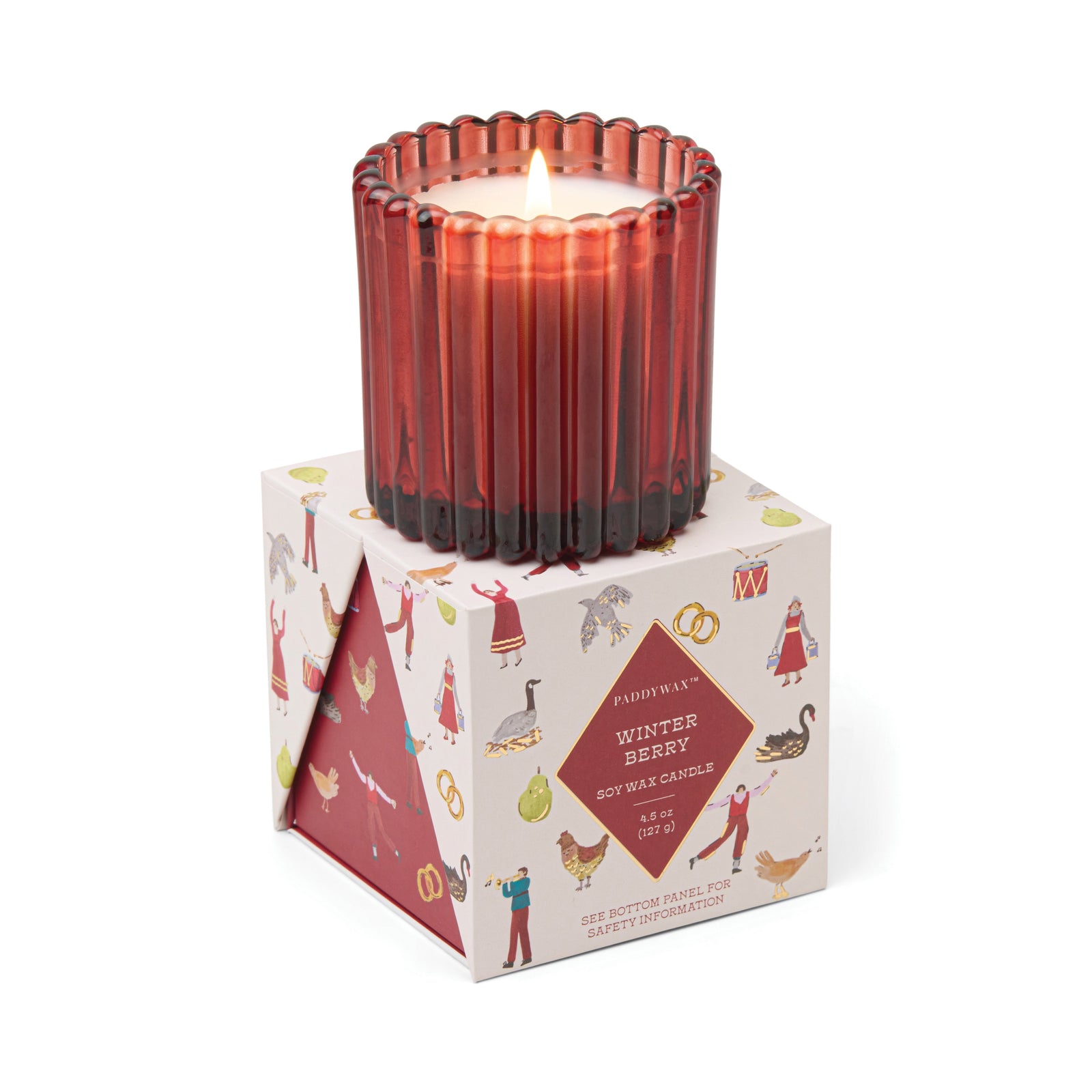 4.5oz Red Winter Berry Holiday Merry Box Candle