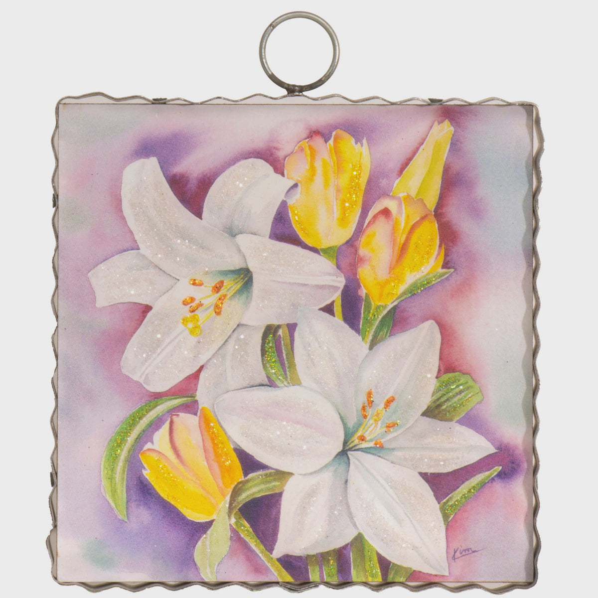 Mini Hamilton Galvanized Art-Kross Easter Lillies