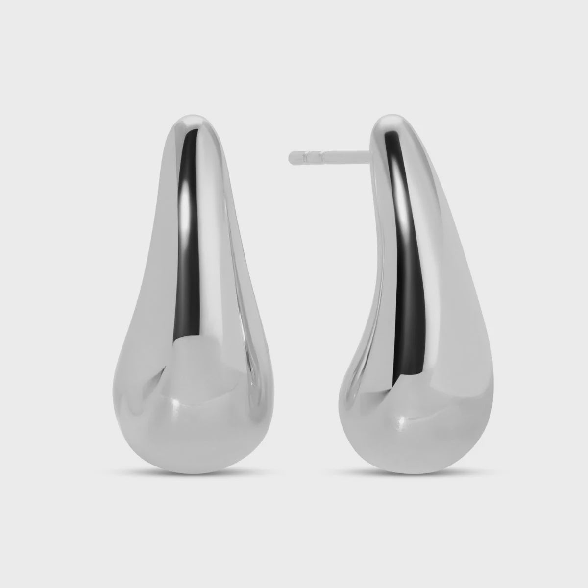 Narrow Teardrop Silver Stud Earrings