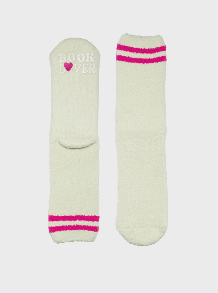 Book Lover Fuzzy Crew Socks