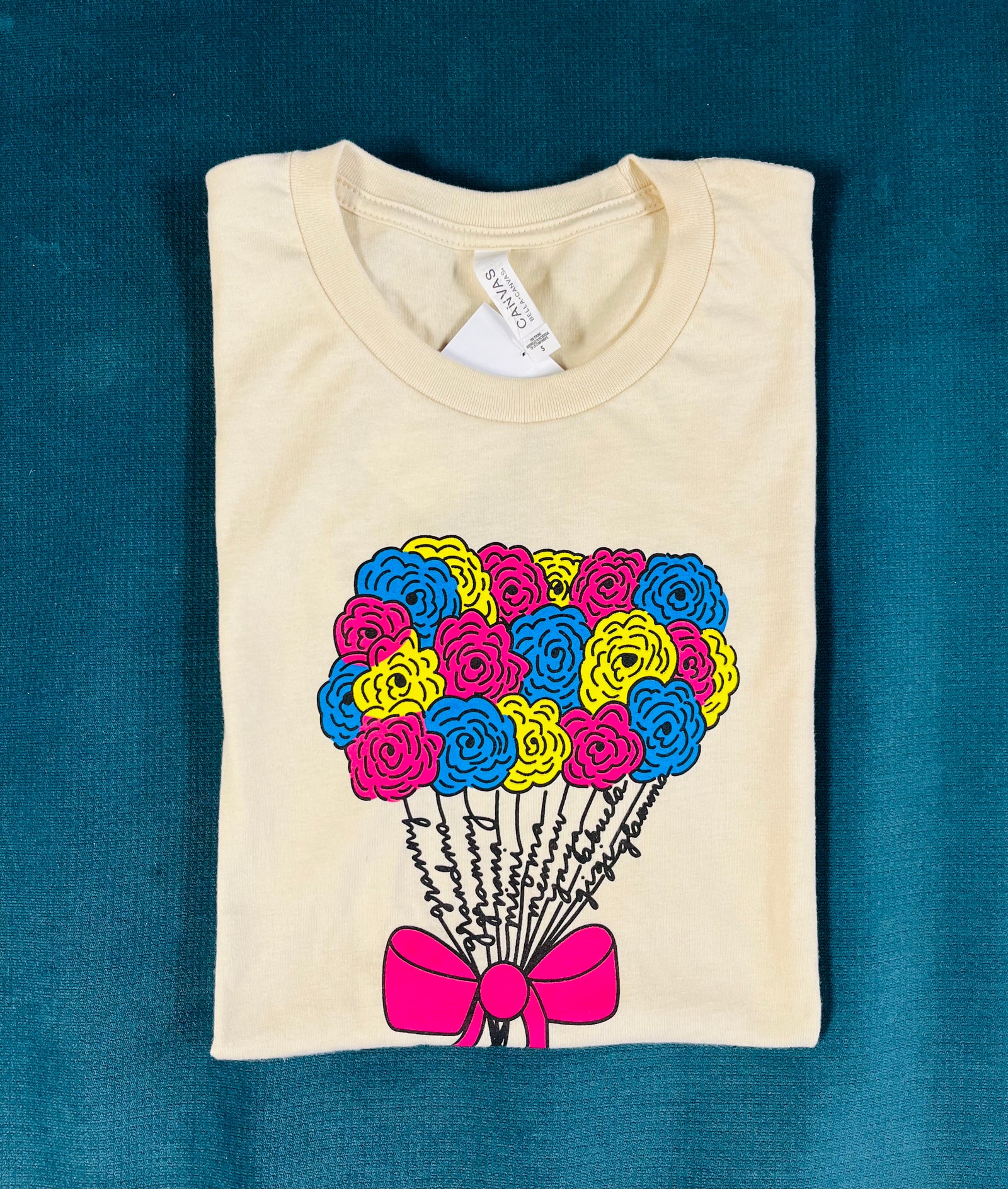 Grandma Floral Name Graphic Tee-Soft Cream