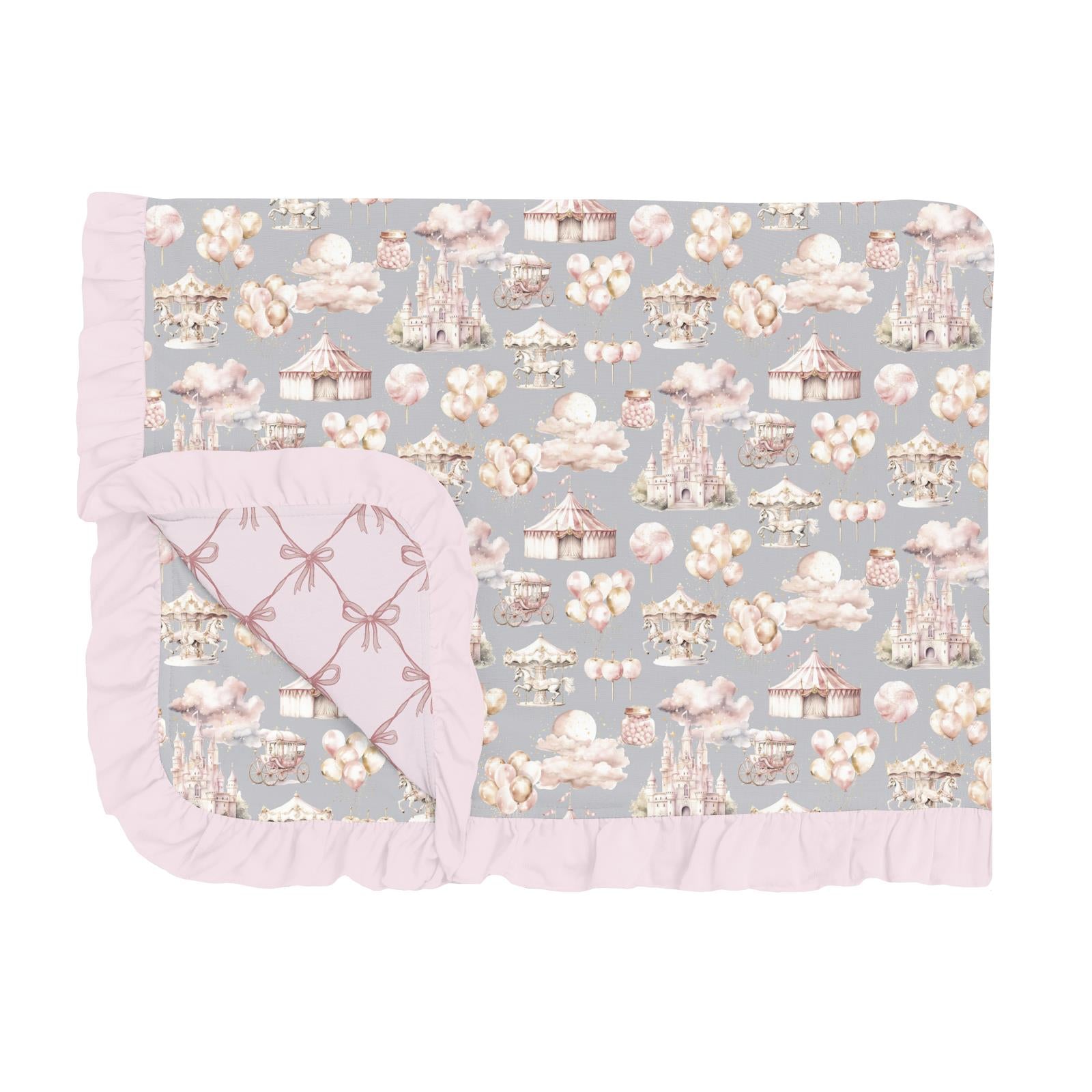 Print Ruffle Toddler Blanket Dove Princess Dreams With Shrinking Bow Lattice