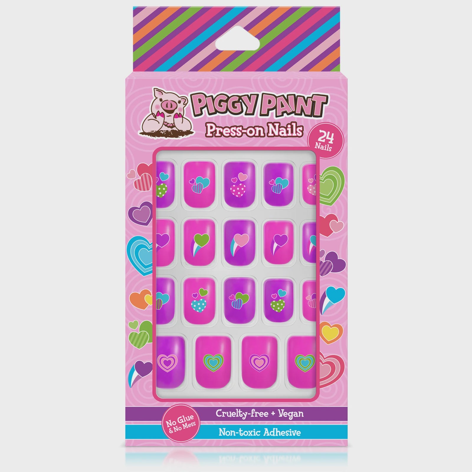 Happy Hearts Piggy Press On Nails