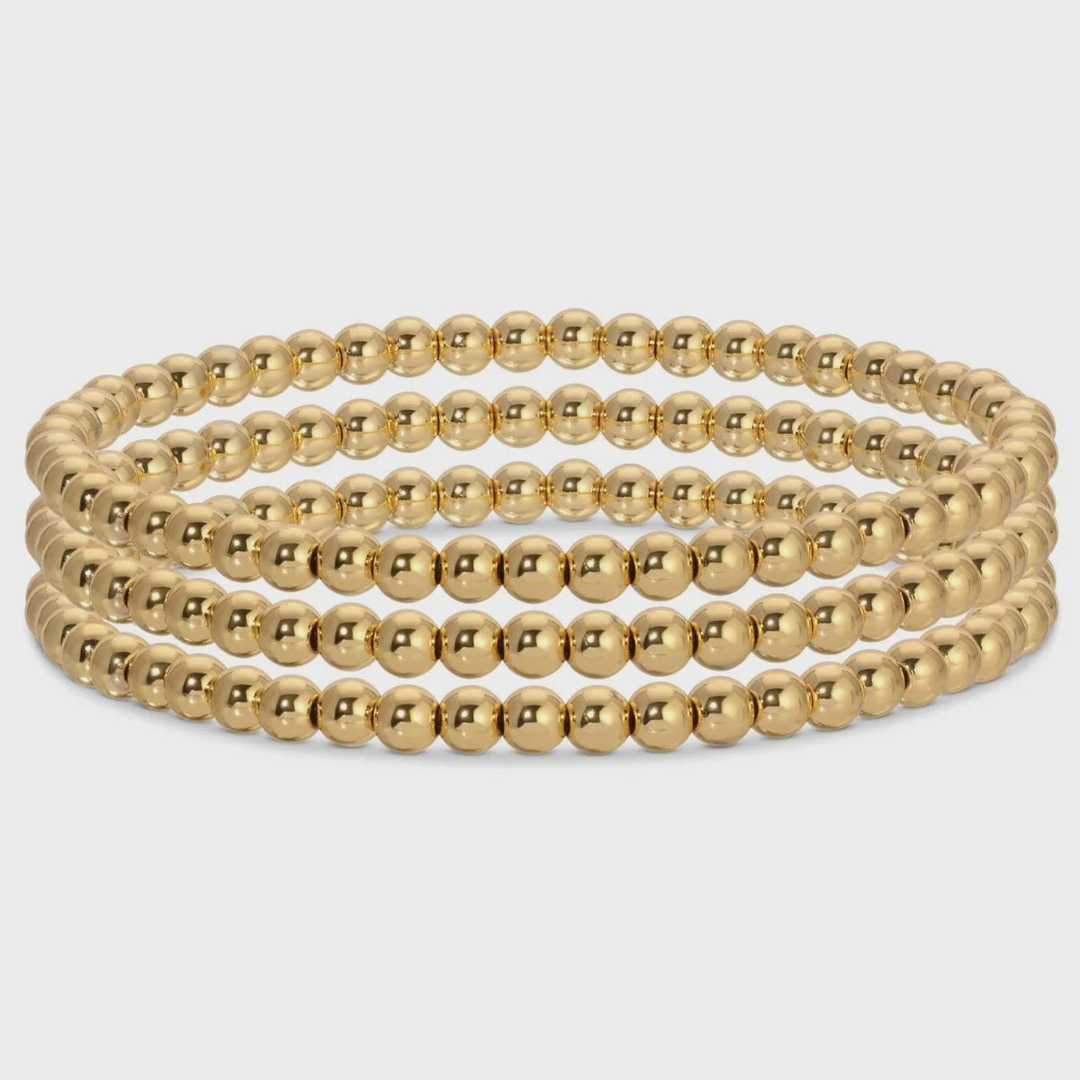 Classic Beaded Stretch Bracelet Silver 6mm
