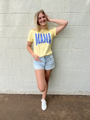 Mama Polka Dot Graphic Tee Yellow