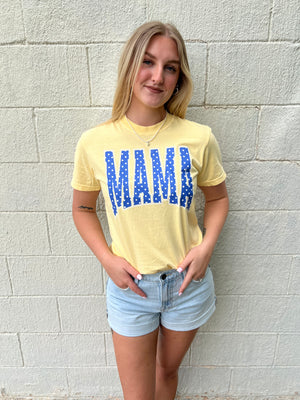 Mama Polka Dot Graphic Tee Yellow