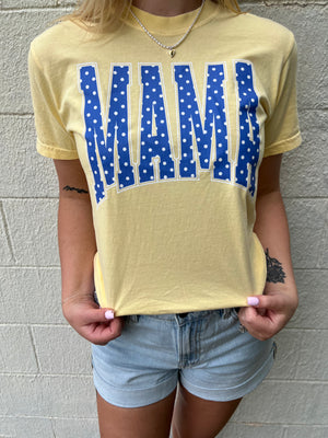 Mama Polka Dot Graphic Tee Yellow