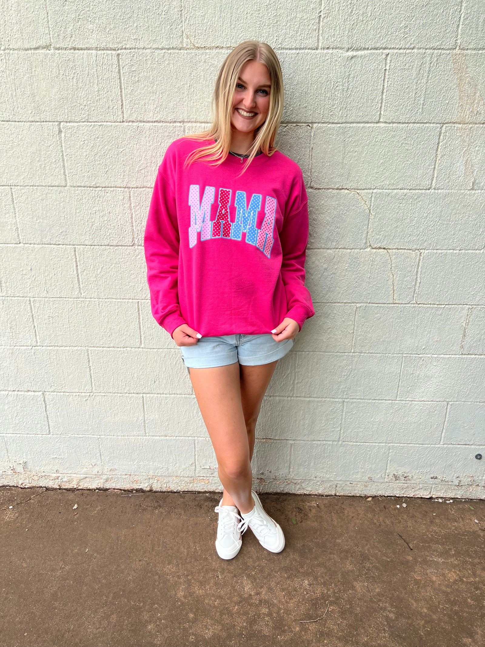 Mama Polka Dots Pink Sweatshirt