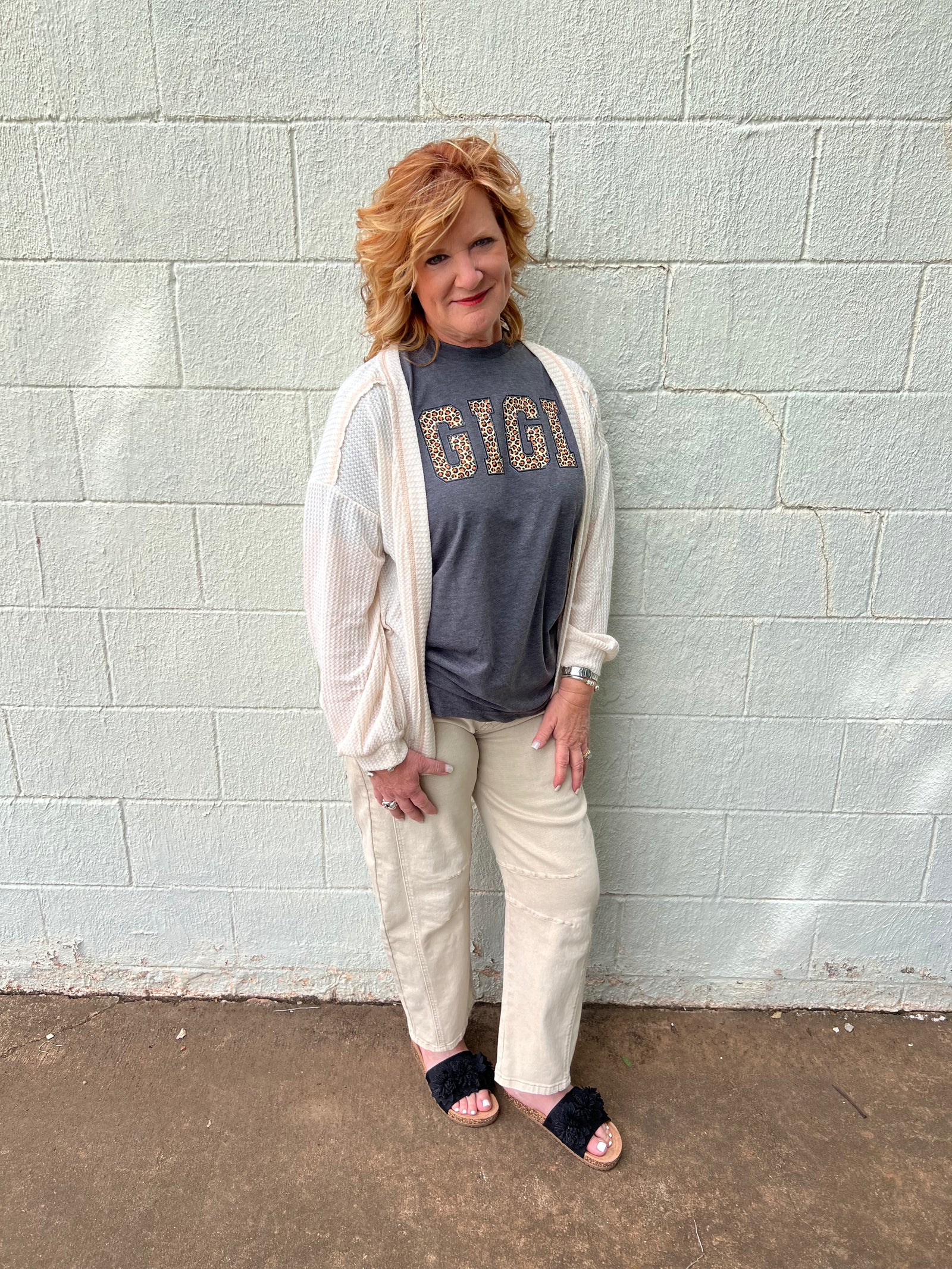 Gigi Leopard Graphic Tee Charcoal